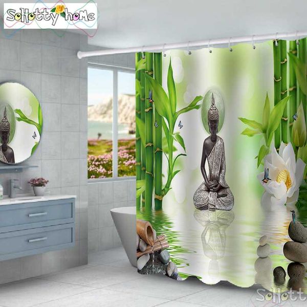

shower curtains forest trees printed 3d bath bamboo healing buddha statue waterproof polyester fabric washable bathroom curtain