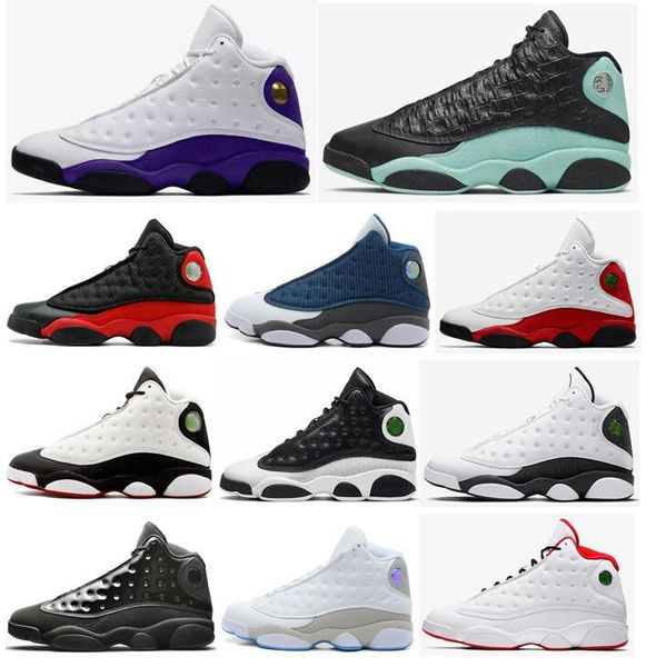 

new 13 13s island green lakers rivals white purple basketball shoes men love respect history of flight ivory sneakers with box, Black