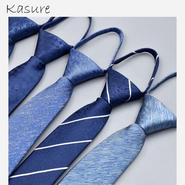 

kasure mens 6cm skinny zipper neckties fashion business casual series pre-tied necktie blue jacquard neck ties, Black;gray
