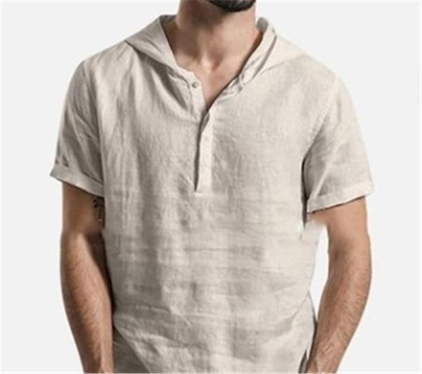 

fashion turn down collar with hooded mens casual shirts with button summer clothing pure color short sleeve mens shirts, White;black