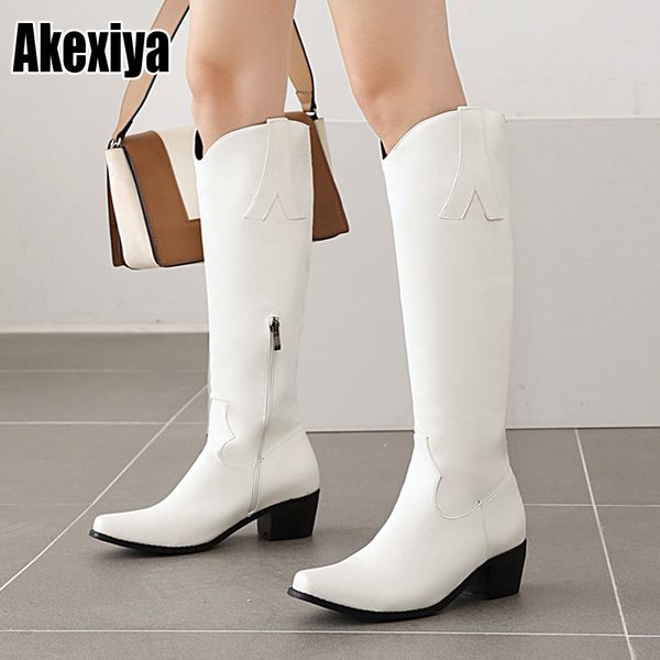 

boots 2021 black western cowboy for women high heels ladies autumn winter long boot knee-high super size p117