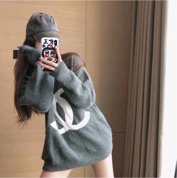 

preppy web celebrity new autumn/winter sweater for women round neck pullover sweater over loose for women, White;black