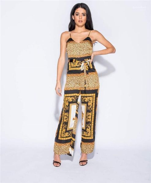 

of pants womens leopard print jumpsuits fine condole belt split with zipper miami style 7 minutes, Black;white