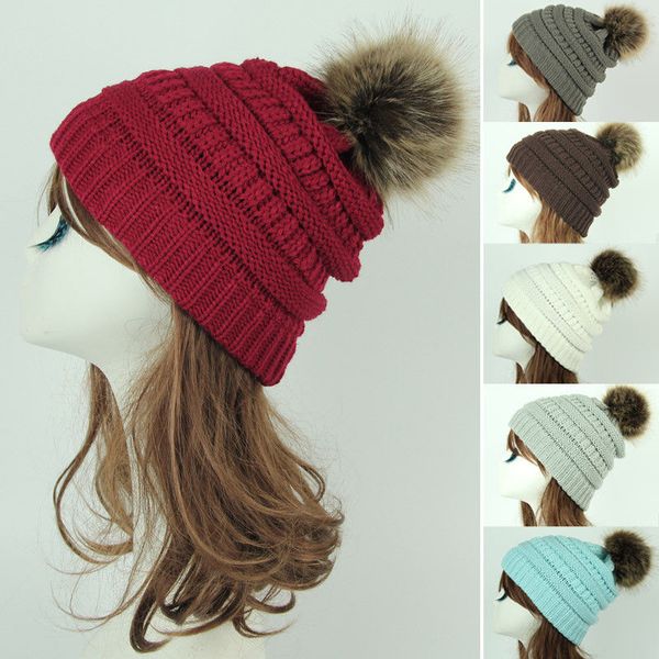 

women ladies cute casual warm braided crochet wool knit beanies with ball cap baggy winter warm hat outfit outdoors 8 style, Blue;gray