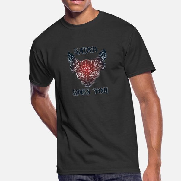 

satan devil cat gothic satanic kitten t shirt men printing 100% cotton o neck pattern famous breathable summer style outfit shirt