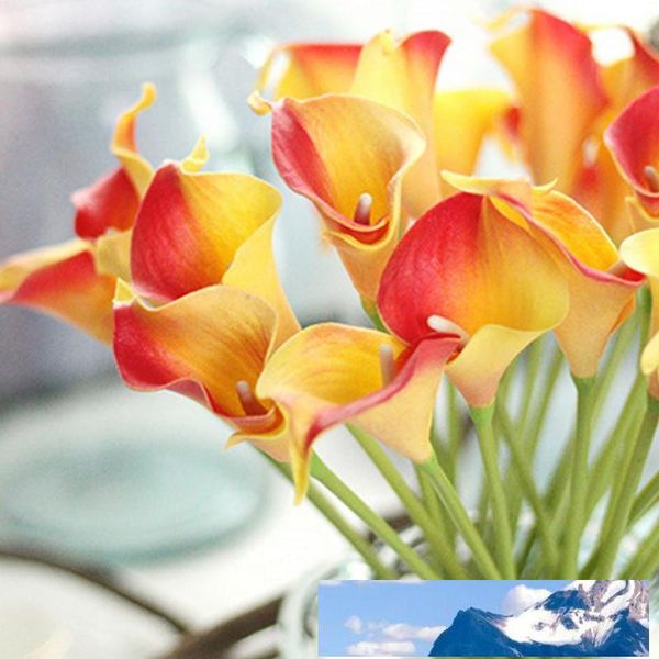 Artificial lírio de Calla real toque de noiva Bouquet de flores Início Decoração do casamento Flores Coroas 10 cores misturam 30pcs cor