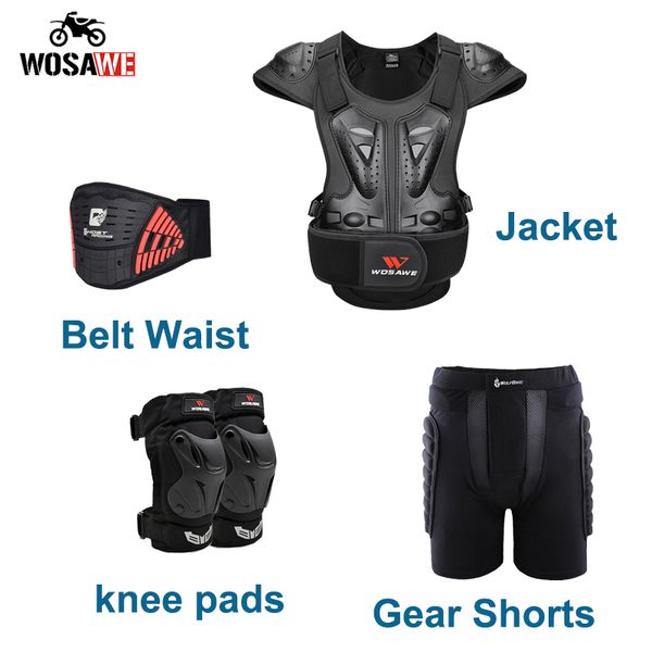 

wosawe один комплект мотокросс костюмы одежда мотоцикл куртки короткие штаны наколенники пояс пояс защита двигателя броня мотобайк наборы