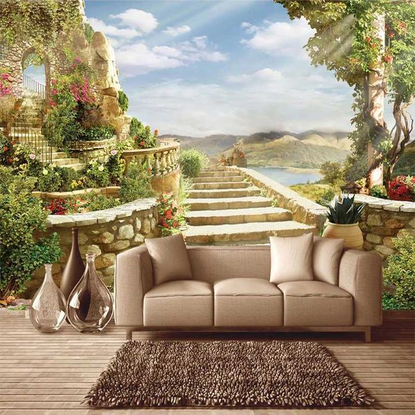 

custom 3d wall murals wallpaper european style garden building landscape painting living room bedroom tv background wall paper