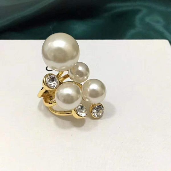 

selling explosion-proof multi-ring pearl and diamond fashion designer ring luxury designer jewelry women ring, Golden;silver