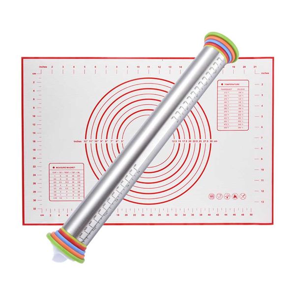 

ручной регулируемый fondant тесто скалка набор кондитера мат из нержавеющей стали