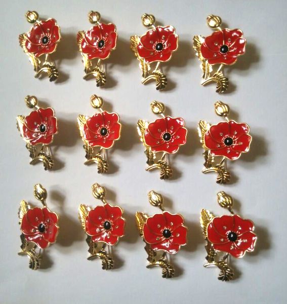 

объемные лоты эмаль красный кристалл мак брошки pins протяжка цветы мака pins броши для мужчин женщина день памяти мемориал подарки 50pcs, Gray