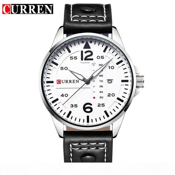 

new curren 8224 dual-calendar quartz watch is a neutral watch waterproof calendar watch, Slivery;brown