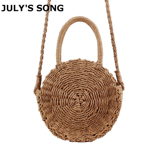 

fashion straw beach bag summer rattan bag round handmade woven beach crossbody circle cutout handbag sea vacation