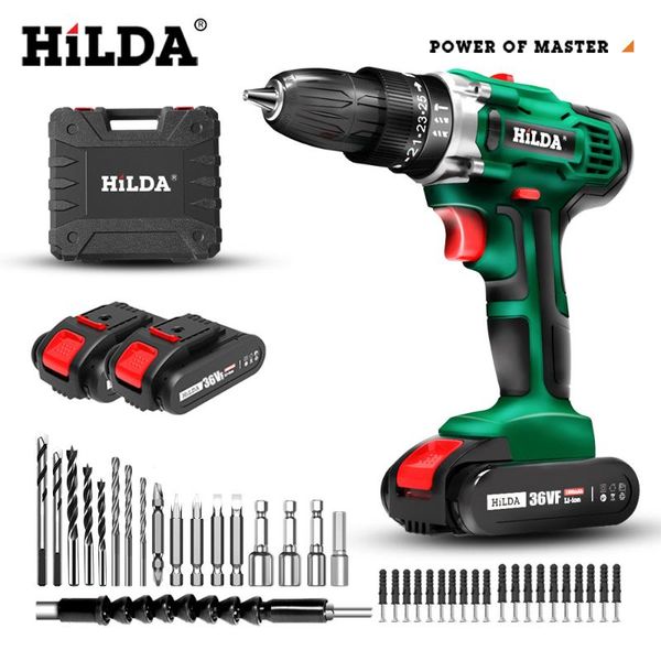 

hilda electric drill cordless screwdriver lithium battery two-speed mini drill cordless screwdriver power tools