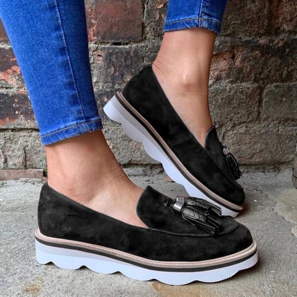 

shoes womens summer flats casual hollow out beach shoes casual summer ladies round toe tassel slip-on sneakers d2, Black