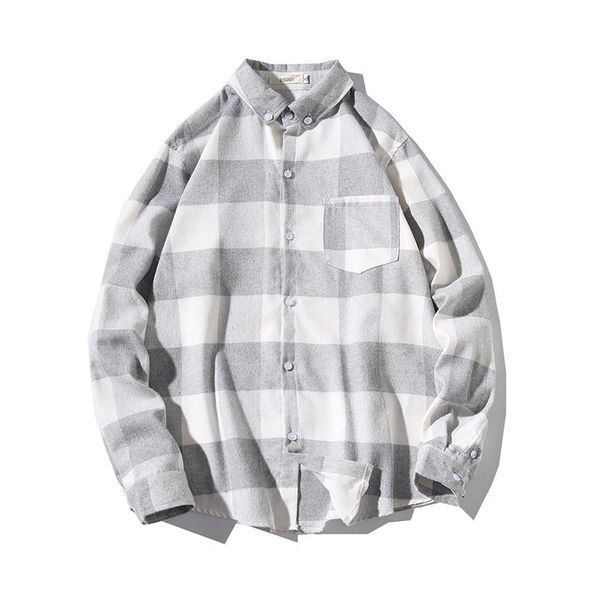 

plaid shirt men's fashion retro cotton casual shirt social men streetwear loose long sleeve shirts mens dress -5xl, White;black