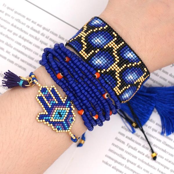 

zhongvi hamsa hand bracelets miyuki bracelet jewelery evil eye pulseras mujer moda women leopard beads insta new charm armband, Black