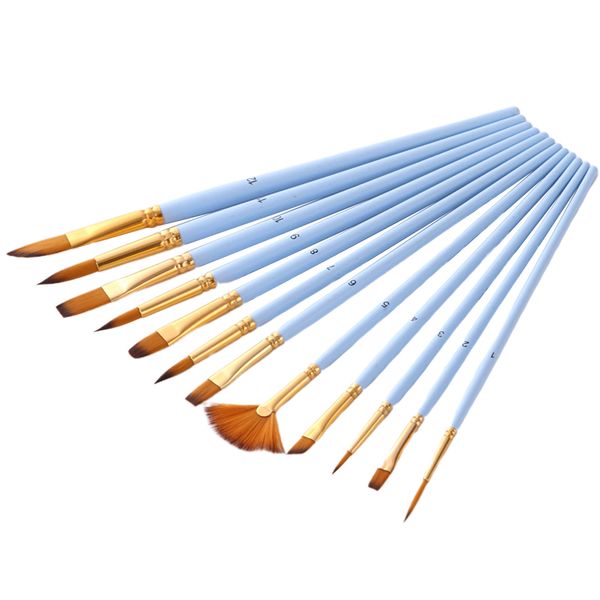 

12pcs stationery nylon hair painting brushes set watercolor art supplies gouache