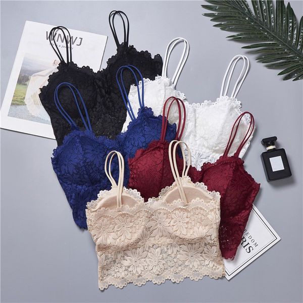 

blackday soutien gorge femme lingerie lace floral bralette bra tank camis underwear women lace bra crop brassiere new, Red;black