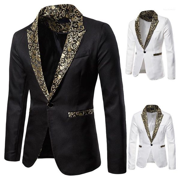 

suits single button long sleeve lapel neck mens clothing mens designer blazers slim printed wedding mens, White;black