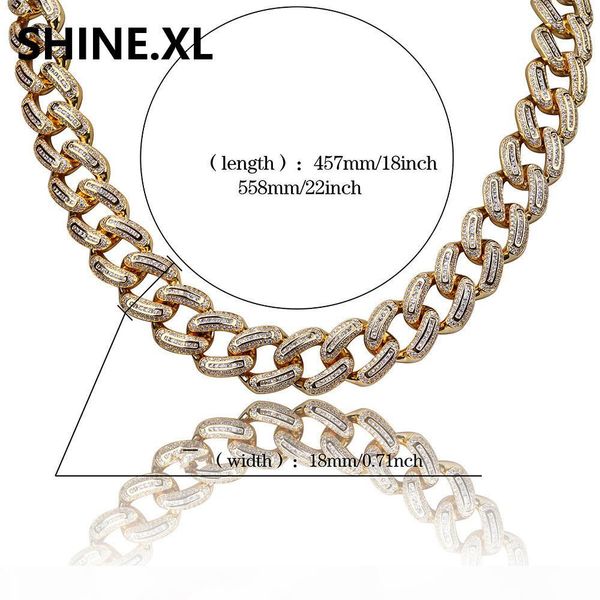 

hip hop men jewelry necklace copper gold silver color plated micro paved cz stone 18mm chain necklaces 18inch 22inch