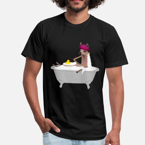 

lama in bathtub t shirt men personalized tee shirt round neck formal sunlight building summer style leisure shirt