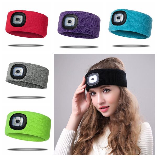 

rechargeable led flashing headband wrap knitted light for outdoor hunting headlight fishing headband party favor cca10321 10pcs