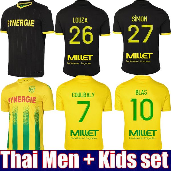 

20 21 футбол джерси fc nantes black желтый майо-де-футовый 2020 2021 simon louza а маек toure blas coco кулибали взрослых мужчин для детей, Black;yellow