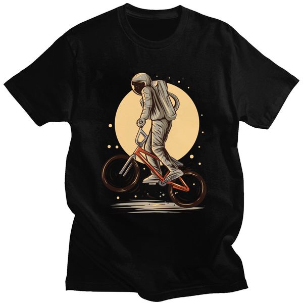 

urban funny mtb t-shirt men short sleeve printed mountain bike road space astronautcyclist t shirt soft cotton tee clothing