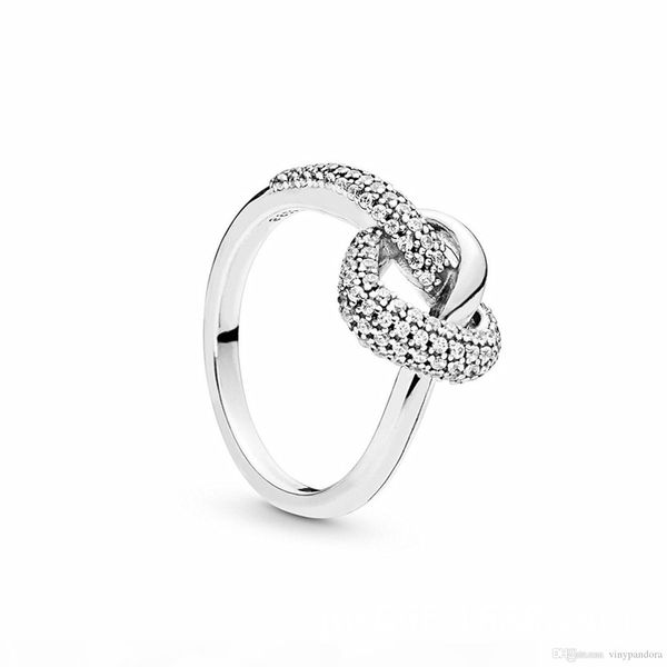 

925 sterling silver knotted heart ring with clear cz fit pandora jewelry engagement wedding lovers fashion ring for women