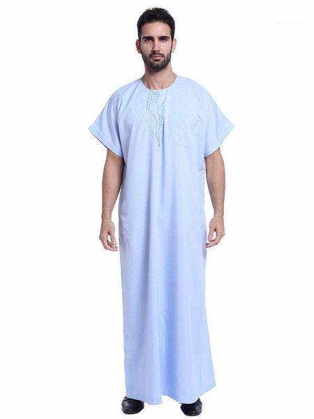 

robe short sleeve long clothing arab middle east style tshirts linen crew neck apparel muslim mens, White;black