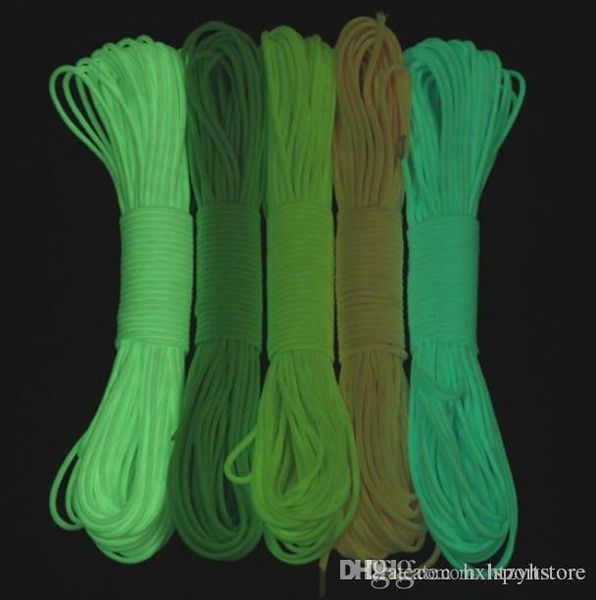 

wholesale-9 strand 25ft luminous shiny reflect light paracord 550 parachute cord lanyard rope four colors to choose hxl
