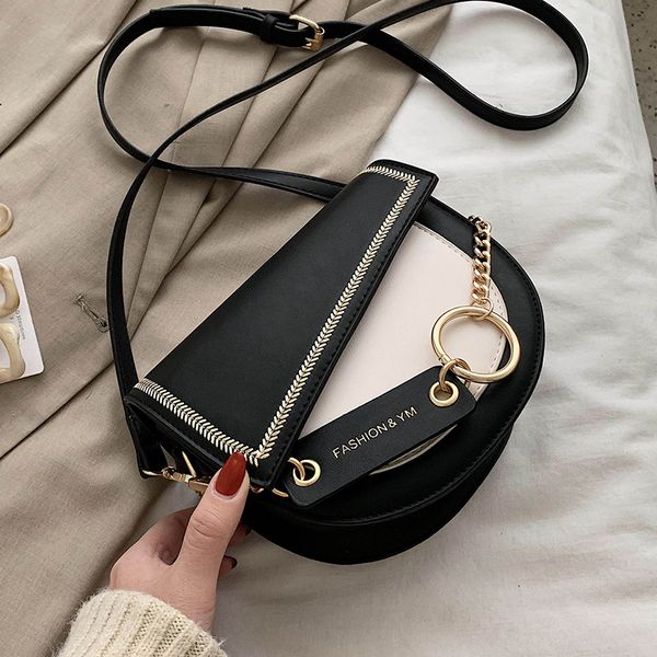 

contrast color pu leather chain design crossbody bags women small handbag small bag ladies designer evening bag main femme #30