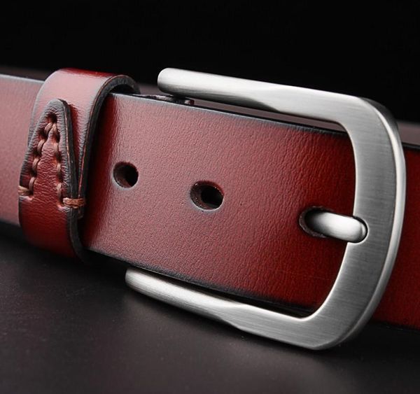 

wholesale belt men genuine leather belt fashion blue coffee cowskin man strap with quality alloy pin buckle by06, Black;brown