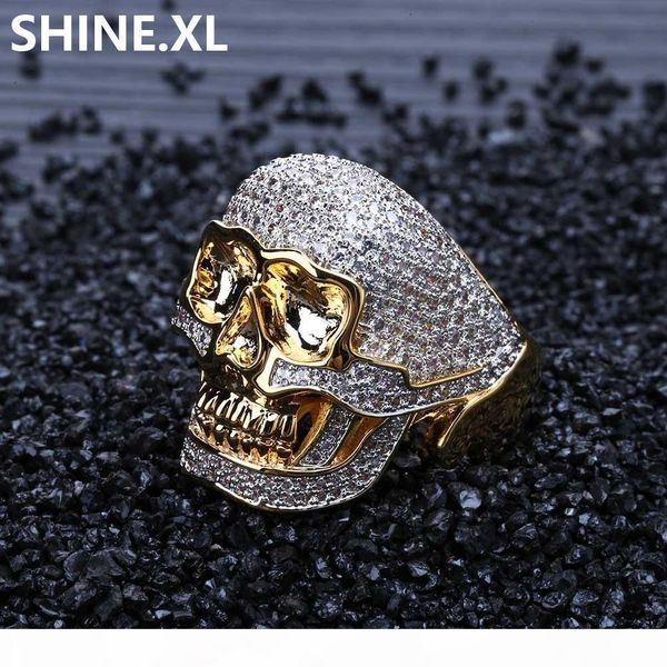 

hip hop ring copper gold color покрыло iced out micro асфальтовая cz камень кольца черепа мужчины женщины, Silver