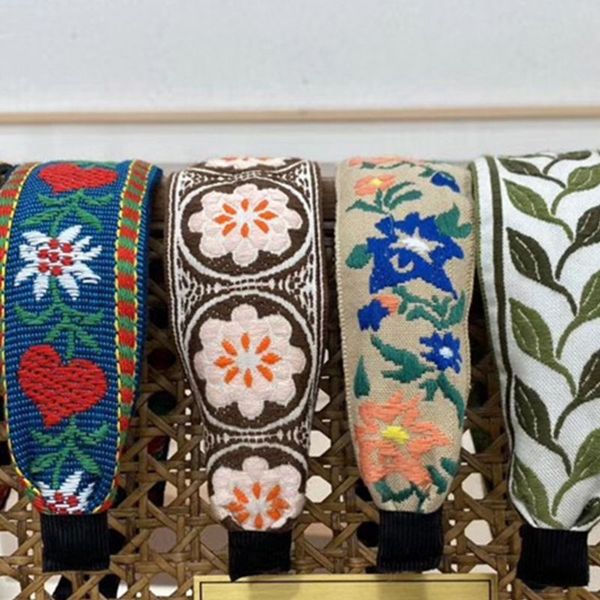 

hair accessories ethnic style women wide headband colorful floral embroidered vintage hoop 63hc