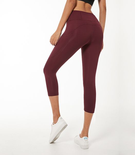 

lu 16 capris light weight non-see through align yoga capris leggings high waist with big pockets running gym leggings with ligth dot lu yoga, White;red