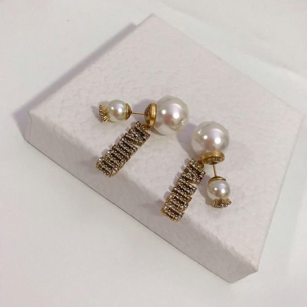 

Best selling new pearl alphabet diamond pendant designer earrings luxury designer jewelry women earrings