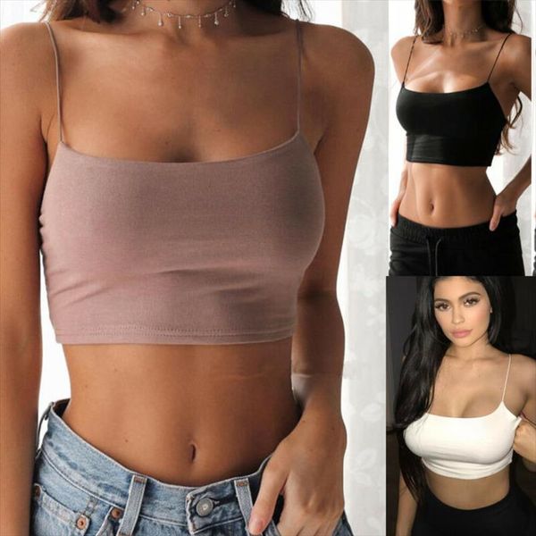 

summer wear tanks women sports strapless bra tank vest fashion short crop casual breathable elastic sling lady girl camis, White
