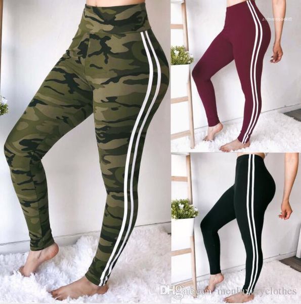 

pantalones women sports jogger pants skinny athletic sweatpants striped camouflage, Black;white