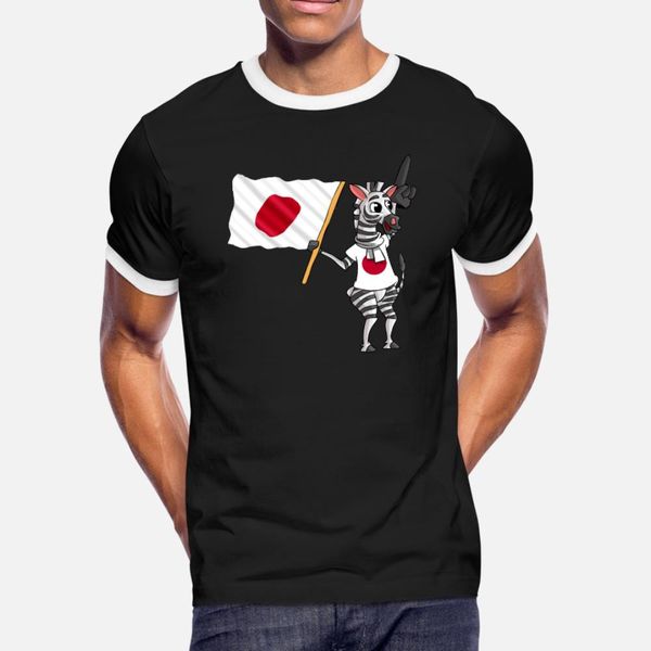 

a japanese zebra t shirt men printed short sleeve round collar standard interesting basic summer family shirt