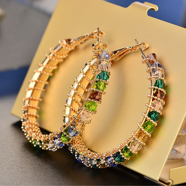 

new fashion trendy women earrings jewelry yellow gold plated cz big earrings hoops for girls women nice gift, Golden;silver