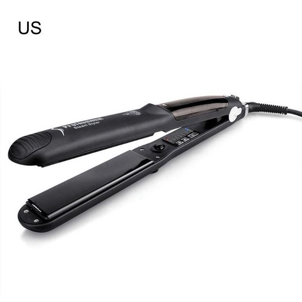 

steam hair straightener with water and oil steam function flat iron tourmaline straightening irons hair salon stema black