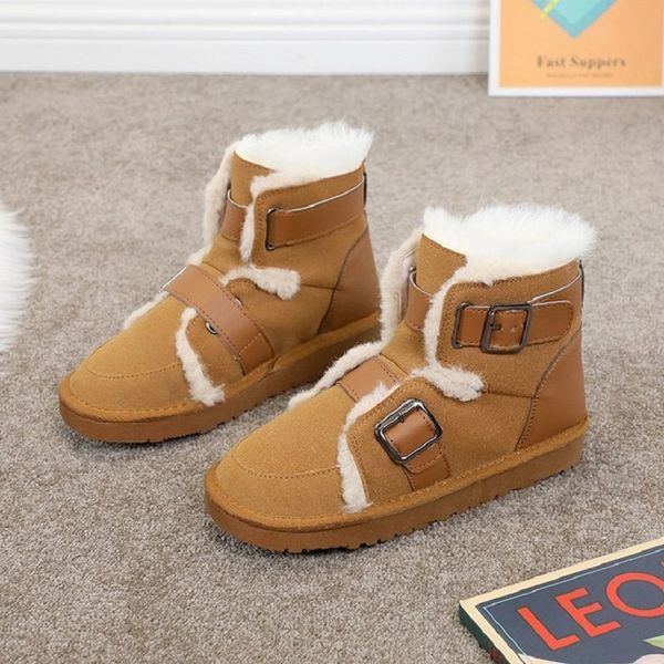 

snow boots female fur one 2020 winter new cotton shoes thick short tube non-slip outdoor fashion motorcycle boots, Black
