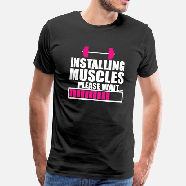 

installing muscles t shirt men anti-wrinkle short sleeve crew neck novelty anti-wrinkle humor spring formal shirt