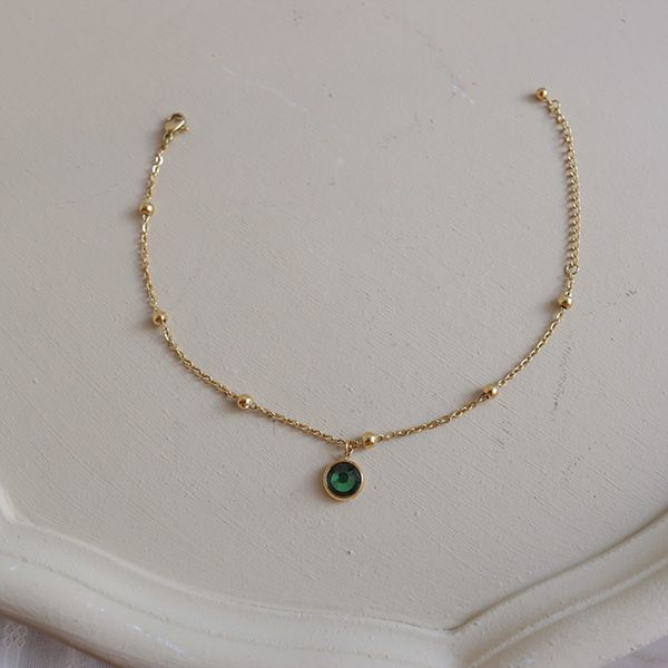 

europe and america in air-bag beads shi zi lian collocation green agate stone textured anklets ornament titanium steel plating 1, Red;blue