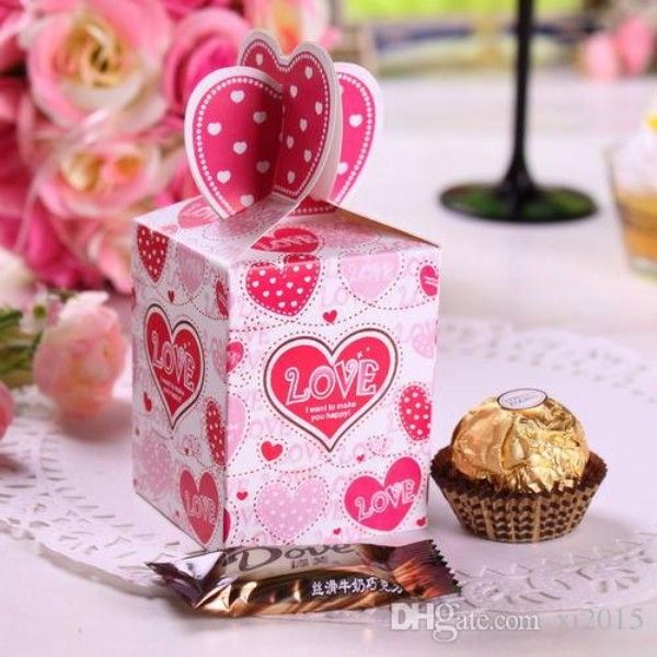

wholesale 3000pcs/lot pink heart love wedding paper gift jewelry candy box