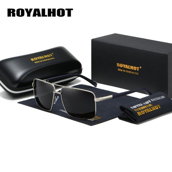 

royalmen women polarized sunglasses square aloy frame sun glasses driving glasses shades oculos masculino male 900168, White;black