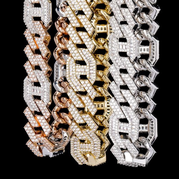 

hip hop cubic zirconia paved square 3:1 cuban miami link chain chokers necklaces for men rapper jewelry, Silver