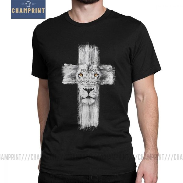

охладить лев иуды иисуса t shirt мужчины смешного cross lion футболки mans пользовательские короткий рукав валентин 3xl футболка man футболк